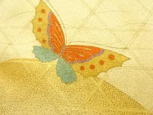 アンティーク　籠目に蝶模様着物